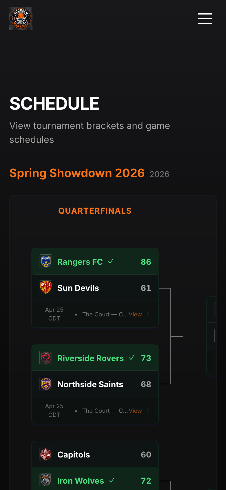 Schedule on mobile